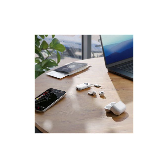 Alogic ABTTX1-WH Trasmettitore Audio Bluetooth 3.5 mm con Display Integrato e Connessione Simultanea a 2 Dispositivi colore Bianco