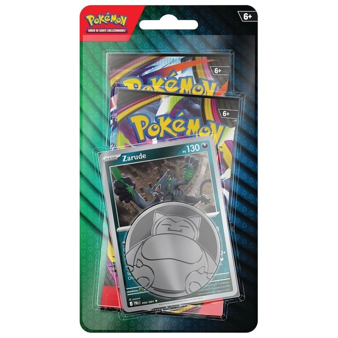 Pokémon 10-10412-106 Blister 2 Buste di Espansione con Carta Olografica Zarude e Moneta Colore Multicolore