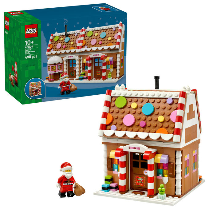 Lego 40809 Casa di Pan di Zenzero Festiva Set da Costruzione con Minifigure di Babbo Natale 498 pezzi colore Multicolore