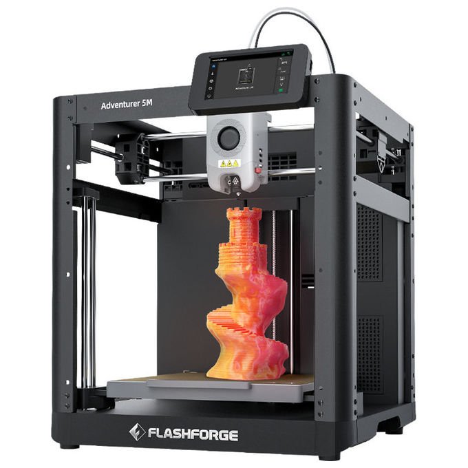 FLASHFORGE AD5M Stampante 3D con Autolevelling e Ugello Intelligente Velocita' 600 mm-s Volume 220x220x220 mm colore Nero