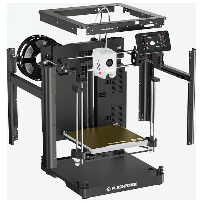 FLASHFORGE AD5M Stampante 3D con Autolevelling e Ugello Intelligente Velocita' 600 mm-s Volume 220x220x220 mm colore Nero