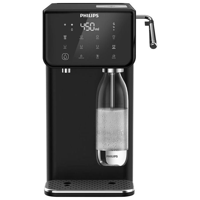 Philips ADD5962BK Stazione dell'acqua 4-in-1 Acqua calda fredda e frizzante Filtro Micro X-Clean compatibile con filtri BRITA colore Nero