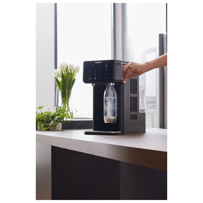 Philips ADD5962BK Stazione dell'acqua 4-in-1 Acqua calda fredda e frizzante Filtro Micro X-Clean compatibile con filtri BRITA colore Nero