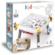 Smoby 7600420400 Activity - Kid Tavolo Creativo con superficie da disegno due fogli inclusi tre vani porta oggetti cassetto e porta penne colore Multicolore