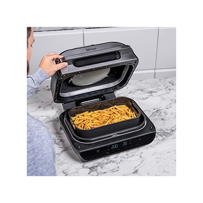 Ninja Foodi AG551EU Max Griglia e Friggitrice ad Aria con Sonda Digitale da Cucina 3.8 Litri 6 Funzioni di Cottura 2460 W Grigio-Argento