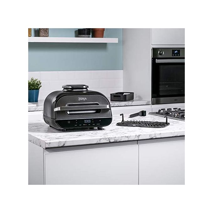 Ninja Foodi AG551EU Max Griglia e Friggitrice ad Aria con Sonda Digitale da Cucina 3.8 Litri 6 Funzioni di Cottura 2460 W Grigio-Argento