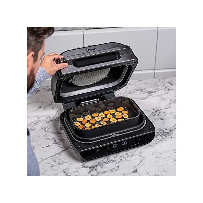 Ninja Foodi AG551EU Max Griglia e Friggitrice ad Aria con Sonda Digitale da Cucina 3.8 Litri 6 Funzioni di Cottura 2460 W Grigio-Argento