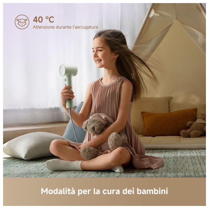 Dreame AHG11A GREEN Mini Flow Asciugacapelli 1200 W Tecnologia Ionica 5 Temperature 2 Velocita' colore Verde