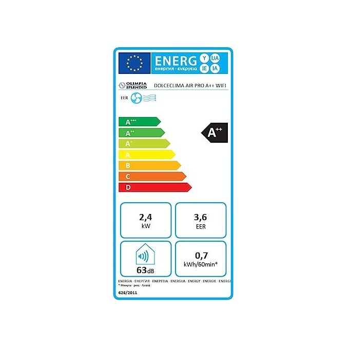 Olimpia splendid climatizzatore portatile dolceclima air pro a++ wi-fi da 9000 btu-h con display lcd e funzioni eco e auto