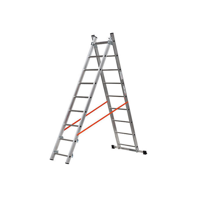 GIERRE AL315 Modula Scala pieghevole 18 gradini in alluminio portata 150 Kg altezza max 5,16 m colore Alluminio