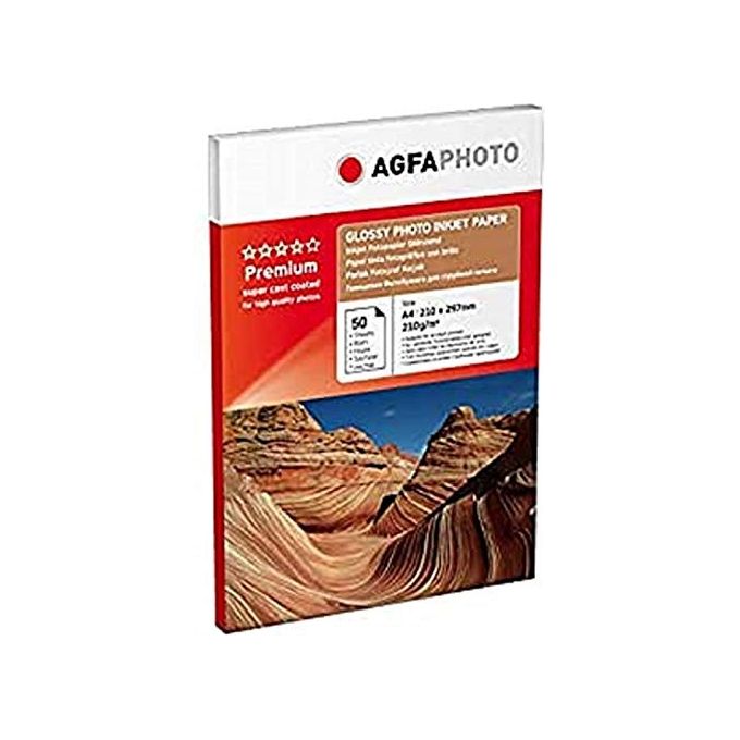 AgfaPhoto Carta Fotografica Lucida 210gr A4 50 Fogli