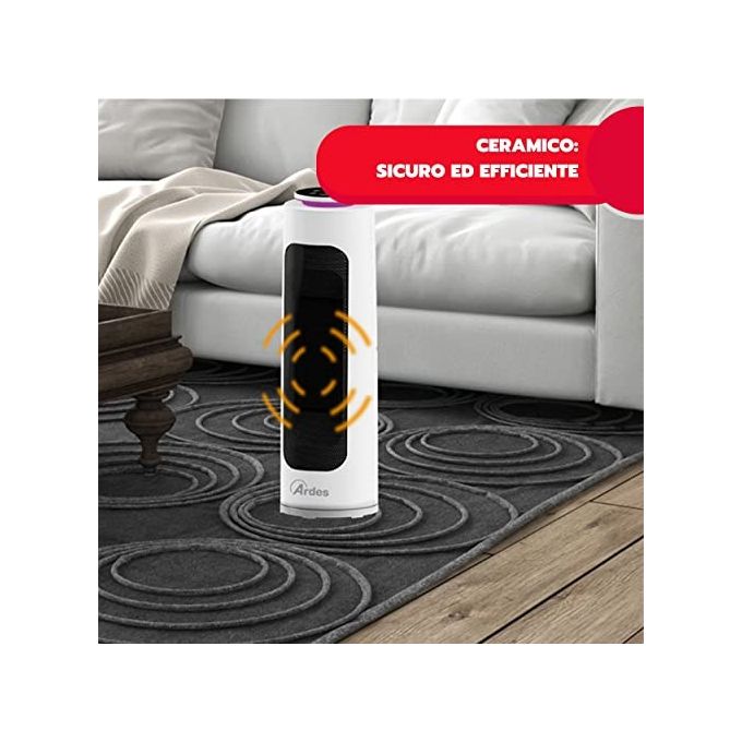 Ardes AR4P19 Termoventilatore Pin a Torre 44cm Illuminazione Led 4 Colori con Telecomando