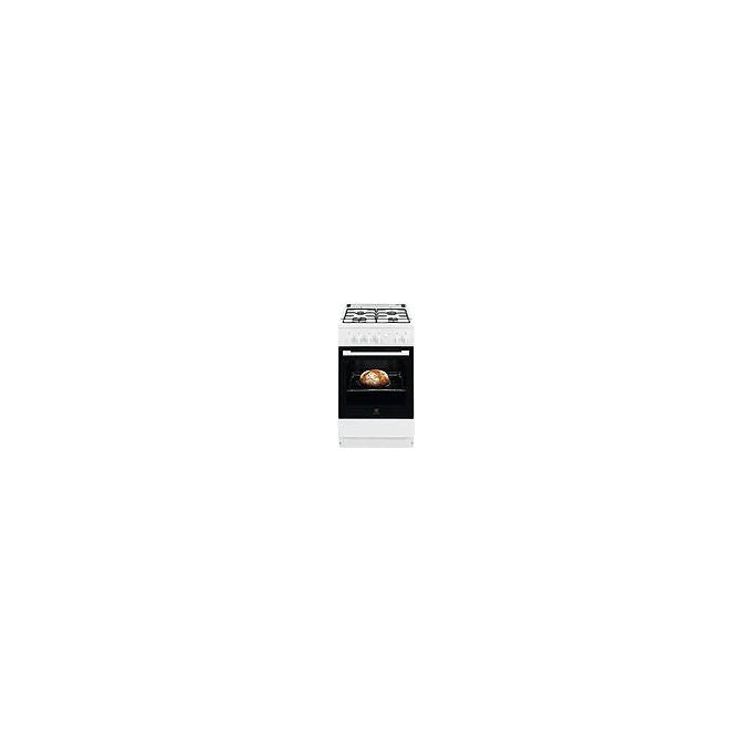 Electrolux LKK500000W - Cucina a gas con forno elettrico statico, 50 cm, 56 L, Classe A, 4 fuochi, accensione elettronica, vano portaoggetti, Bianco