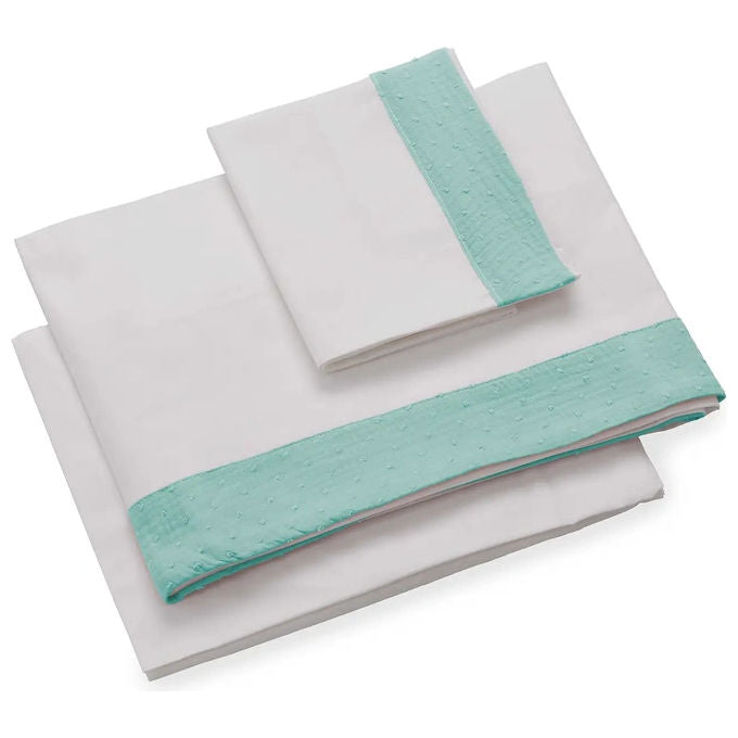 Italbaby X52518 Infinito Set Lenzuola Culla 3 Pezzi in Jersey di Cotone 100% colore Verde Aqua