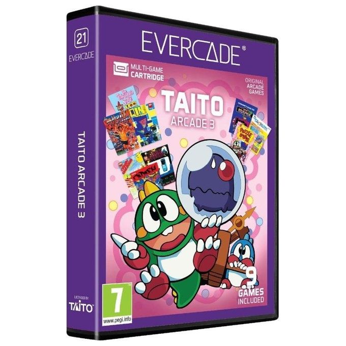 Plaion 1501650 Evercade Taito Arcade 3 Cartuccia con 9 Giochi Classici Compatibile con Tutti i Modelli Evercade e Super Pocket colore Nero