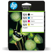 HP 6C3Z1NE Confezione da 4 cartucce di inchiostro CMYK originali 924 Tipo Resa standard 500 pagine nero 400 pagine colore compatibile con OfficeJet Pro 8120e 8130e 8135e colore Nero