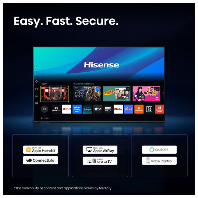 Hisense 85U79SE TV 4K Ultra HD Smart TV ULED 85'' 144 Hz Wi-Fi HDR10+ Dolby Vision colore Nero