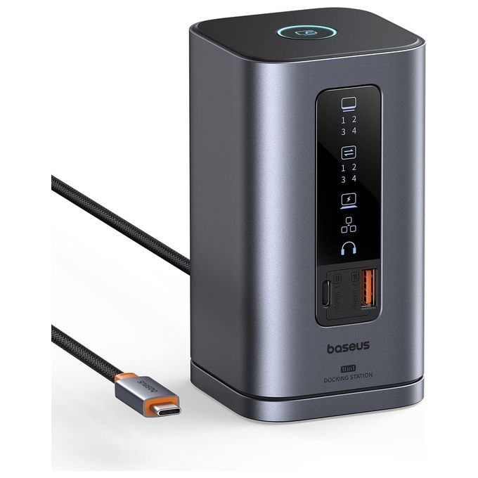 Baseus B00568101813 01 Spacemate 11 in 1 Docking Station 3x HDMI 4K 60Hz 2x USB A 10 Gbps 100W Power Delivery colore Grigio