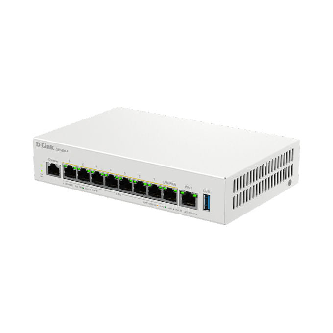 D-Link DBR-600-P-E Router Business con Porte 2.5G PoE 7 Porte LAN 8 Porte PoE USB 3.1 Gen 1 colore Bianco