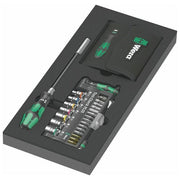 Wera 05150150001 Kraftform Kompakt e Tool-Check PLUS Set di strumenti 57 pezzi in schiuma PU resistente a olio e acqua facile da pulire colore Nero-Verde
