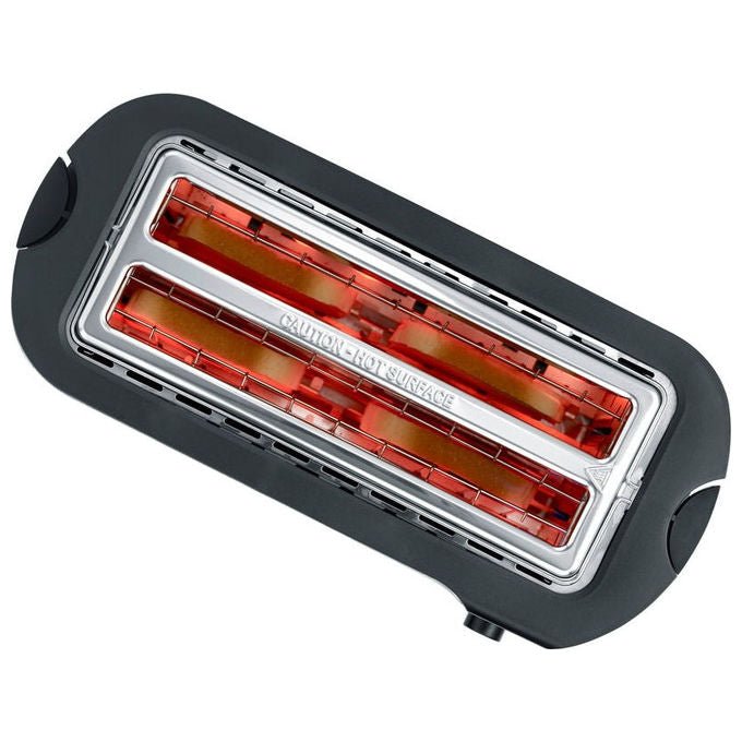 Severin AT9341 Tostapane 2 Fessure Lunghe Acciaio Inox Funzioni Defrost Reheat Sbrinamento Automatico Riscaldamento Ripetuto Pannello Centraggio Automatico Pareti Fresche Spegnimento Automatico colore Nero