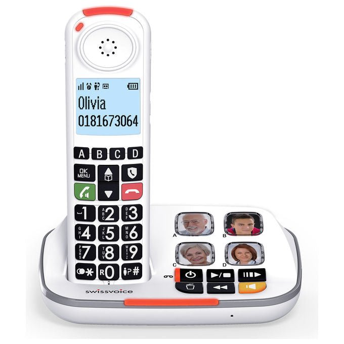 Swissvoice ATL1424003 Xtra 2355 Telefono Cordless DECT Duo Segreteria 30 min Tasti Grandi Audio Boost 40 dB Suoneria 90 dB Blocco Chiamate colore Bianco