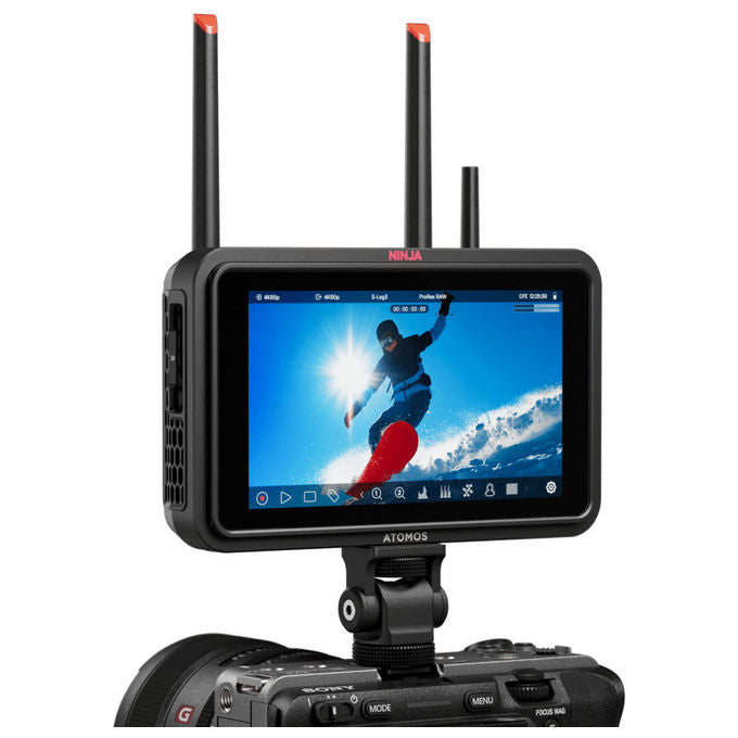 Atomos ATOMNJTX01 Ninja TX Monitor-Recorder 5'' 1500 nit HDMI 2.0 e 12G-SDI ProRes RAW fino a 8K Wi-Fi 6E colore Nero