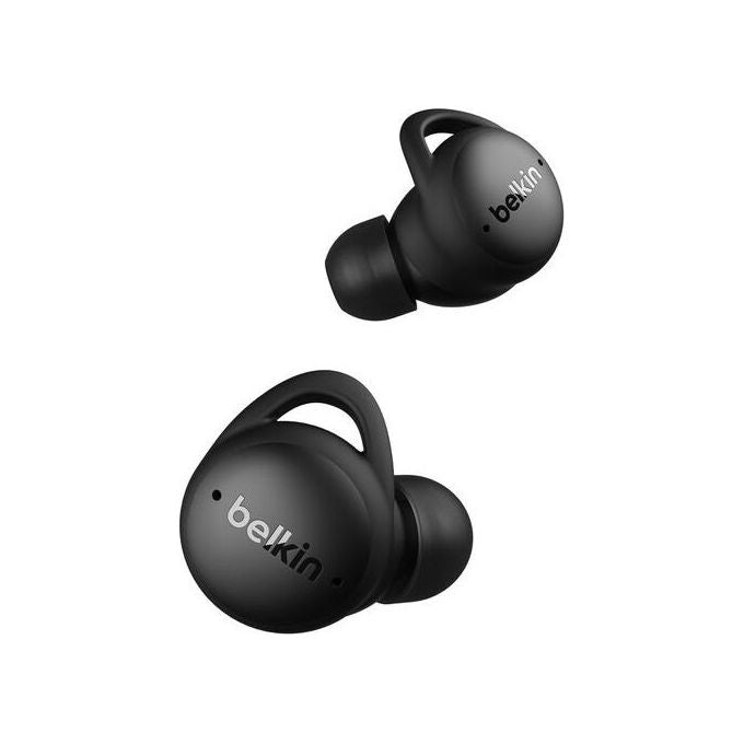 Belkin AUC017HQBK SoundForm Isolate Cuffie Wireless In-ear con Cancellazione Attiva del Rumore e Modalita' di Trasparenza USB tipo-C Bluetooth 34 ore di autonomia con custodia colore Nero