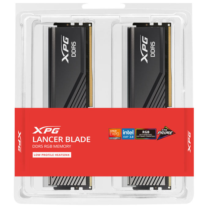 Adata AX5U6000C3616G-DTLABRBK LANCER BLADE RGB Memoria 32 GB 2 x 16 GB DDR5 6000 MHz CL36 XMP EXPO Dissipatore colore Nero