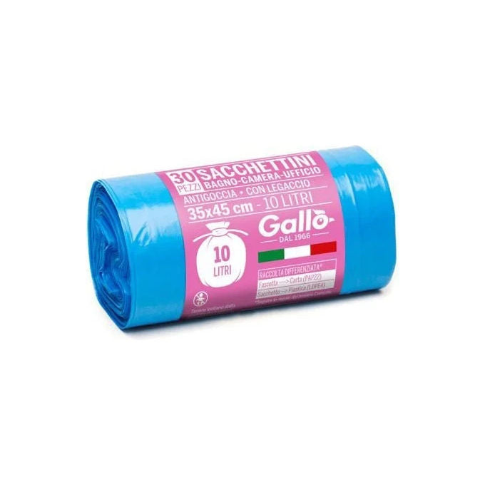 Gallo Sacco Immondizia con Legacci Azzurro 80x120cm 10 Pezzi