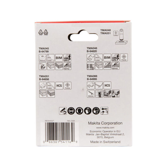 Makita B-67505 Set di lame per apparato multifunzione 4 pezzi Materiali Bimetallo e Acciaio al carbonio (HCS) colore Nero