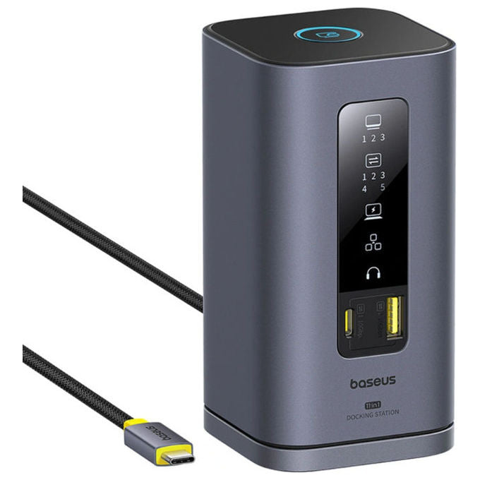 Baseus B00568101813 01 Spacemate 11 in 1 Docking Station 3x HDMI 4K 60Hz 2x USB A 10 Gbps 100W Power Delivery colore Grigio