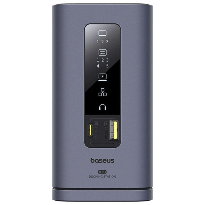 Baseus B00568101813 01 Spacemate 11 in 1 Docking Station 3x HDMI 4K 60Hz 2x USB A 10 Gbps 100W Power Delivery colore Grigio