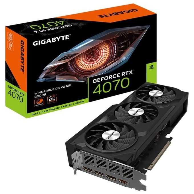 Gigabyte Scheda Grafica GeForce RTX 4070 WINDFORCE OC V2 12G - 12GB GDDR6, 192bit, PCI-E 4.0, 2490MHz Core Clock, 3 x DisplayPort 1.4a, 1 x HDMI 2.1a, NVIDIA DLSS 3, GV-N4070WF3OCV2-12GD