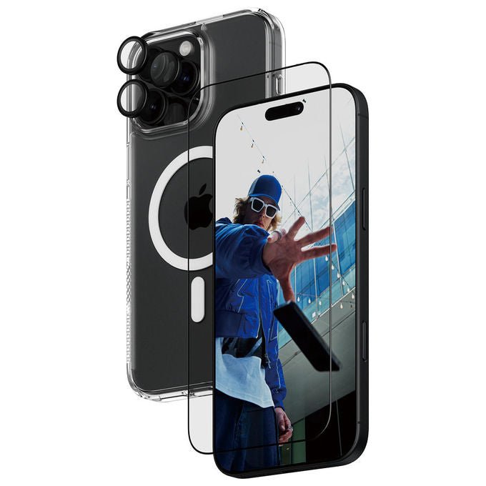 PanzerGlass B1294+2864+1284 3-in-1 Protection Bundle Pellicola proteggischermo trasparente per iPhone 16 Pro Max con vetro temperato riciclato al 60% colore Trasparente