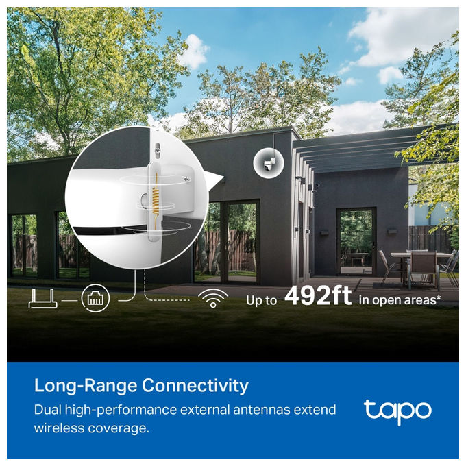 TP-Link TAPO C530WS Telecamera di Sicurezza IP Esterna con Risoluzione 3K 5MP Angolo di Visione 360° Audio Bidirezionale e Visione Notturna a Colori colore Bianco