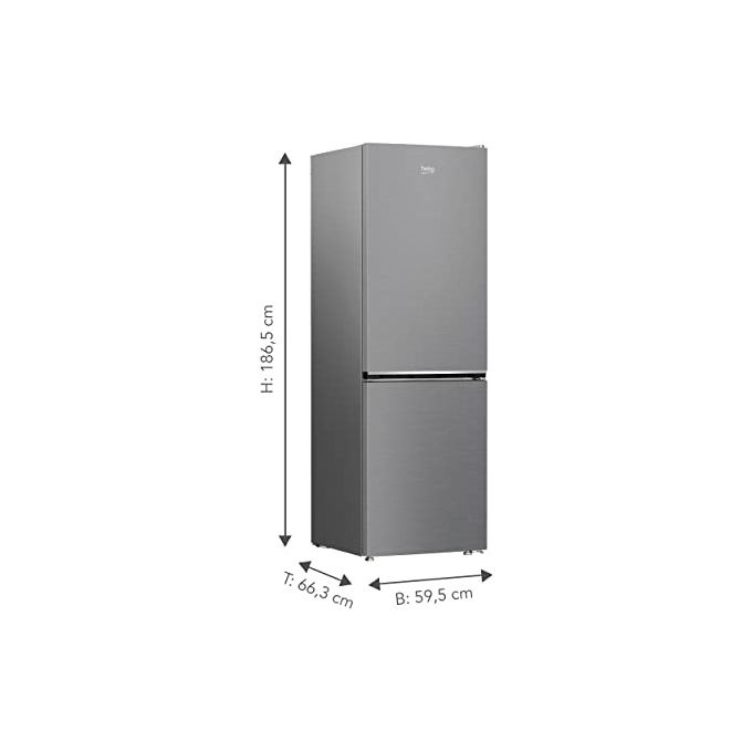 BEKO B1RCNE364XB Frigorifero combinato 316 L 1865 cm Classe E 37 dB Total No Frost MultiAirflow modalita' Eco e Vacanza Metal Look
