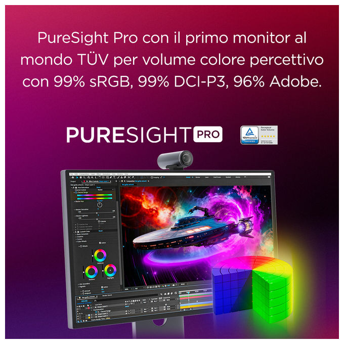 Lenovo 67E5RAC2EU Yoga Pro 27UD-10 Monitor 26.5'' QD-OLED 4K UHD 3840x2160 120Hz 0.03ms Webcam USB-C HDMI 2.1 DP 1.4 Altoparlanti 6x Dolby Atmos colore Nero