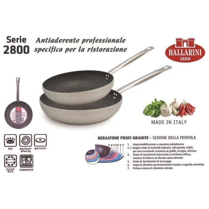 Ballarini Padella svasata alta professionale con un manico Granite Cm 36