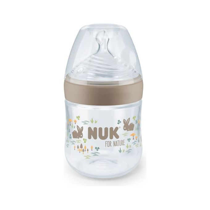 NUK for Nature – Biberon 150 ml Silicone 0–6 mesi con Indicatore di Temperatura e Sistema Anti-Colica