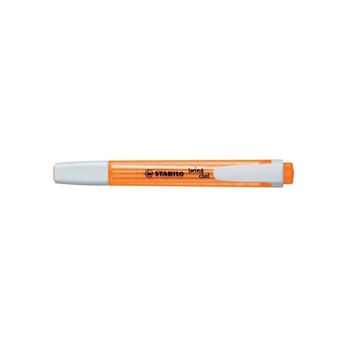 STABILO Swing Cool 275-54 - Evidenziatore fluorescente arancione, punta bisellata 1-4 mm, formato tascabile con clip, confezione da 10 pezzi