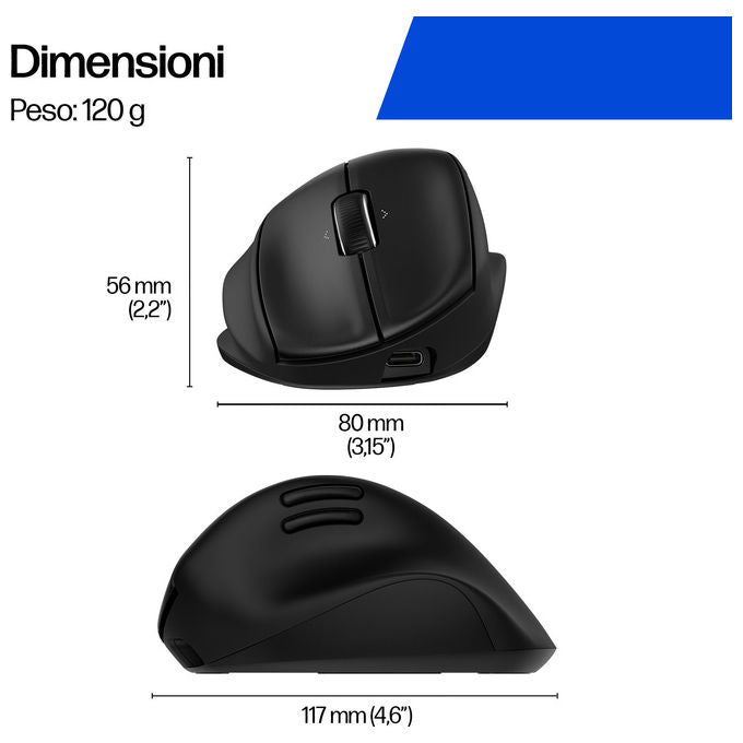 HP BH0Z4AA#ABB Mouse Ergonomico Tilt MSE 720M Wireless Nero