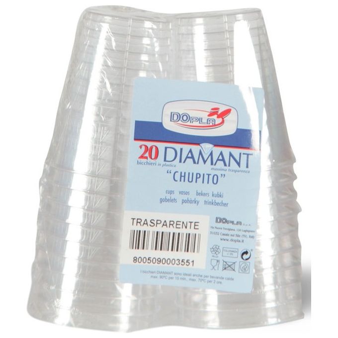 Dopla Confezione 20 Bicchieri Chupito Monouso Trasparente cc 50