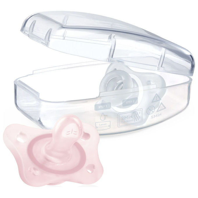 Chicco 8058664175246 PhysioForma Minisoft Succhietto Neonato 0-2 Mesi in Silicone con Finitura SOFT SENSE e Apertura sul Retro colore Azzurro