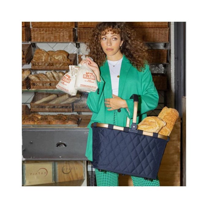Reisenthel BK4111 carrybag Cestino per shopping in plastica riciclata 22 L con struttura in alluminio base rinforzata colore Oro