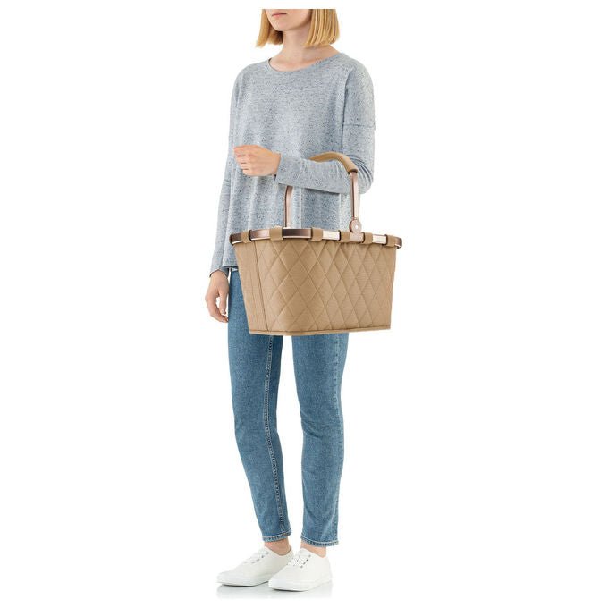 Reisenthel BK6046 carrybag Cestino per shopping 22 L in poliestere riciclato con cerniera e tasca interna colore Beige