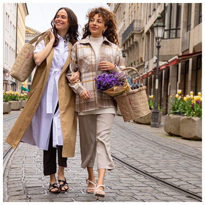 Reisenthel BK6046 carrybag Cestino per shopping 22 L in poliestere riciclato con cerniera e tasca interna colore Beige