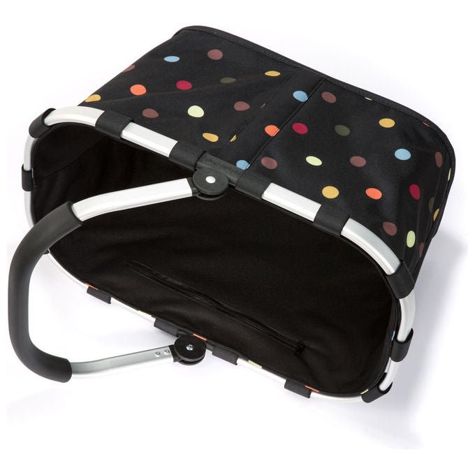 Reisenthel BK7009 Carrybag Cestino per la spesa 22 l Pieghevole con Tasca Zip Struttura in Alluminio colore Punti neri