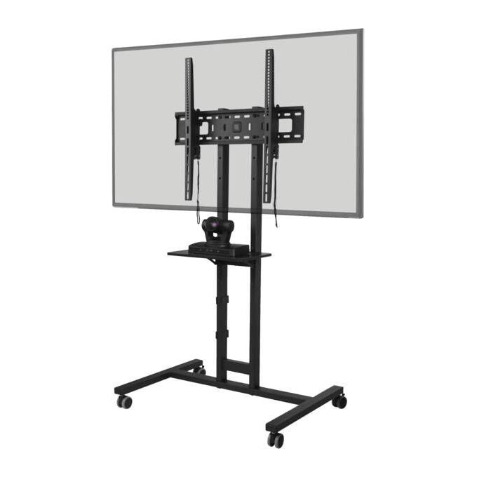 One For All BM4673 Supporto TV a Pavimento Ruote Bloccabili Altezza Regolabile Fino a 50 Kg VESA 600x600 mm Inclinazione 10° colore Nero