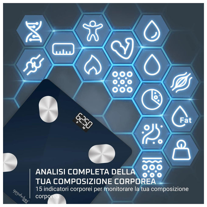 Rowenta BR9720 Bilancia Smart 180 kg 15 indicatori colore Blu